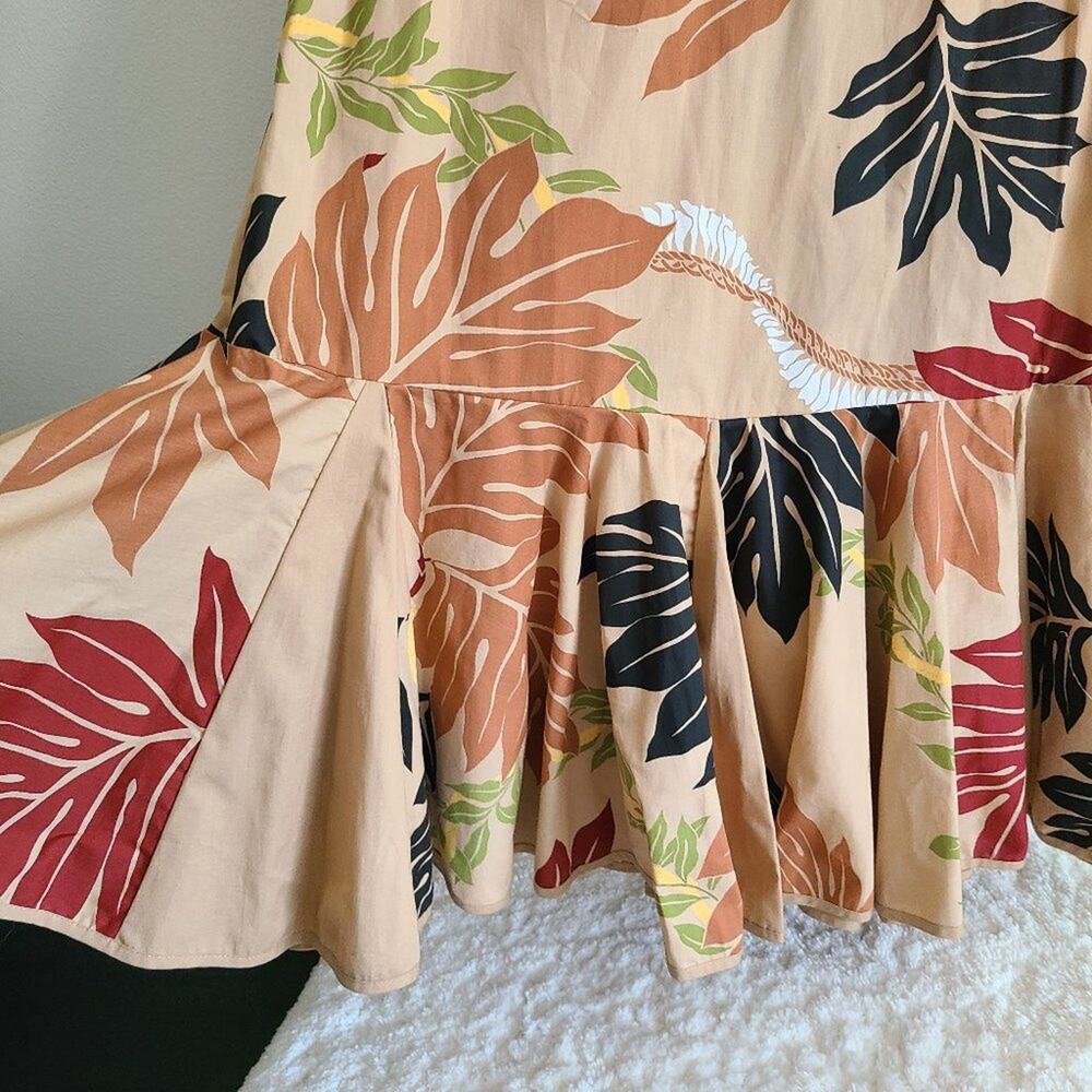 Vintage Rainbow Hawaii Two-Tiered Ruffle Brown Multi Color Maxi Dress Large - Picture 3 of 11